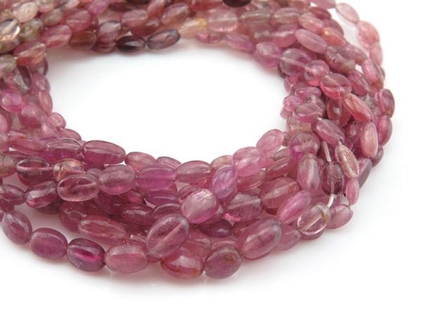 AA Pink Tourmaline Smooth Oval Beads 4.5-7.5mm ~ 14'' Strand